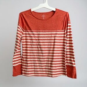 St. John's Bay Red and White Striped Long Sleeve Tee